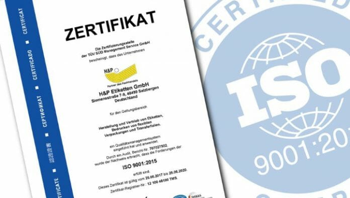H&P Etiketten, ISO-Zertifizierung